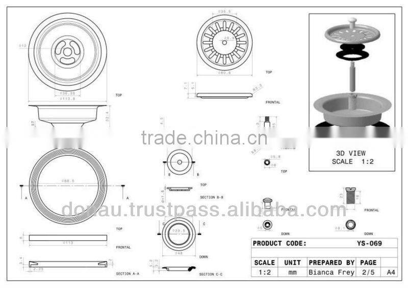 Automatic Big Head Sink Trap with Overflow 40-50mm (YP069)