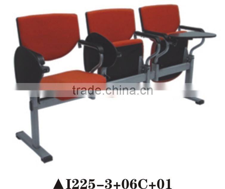 Luxuriant flexible folding office waiting chairs with tea tablet arm I225-3+06C+01
