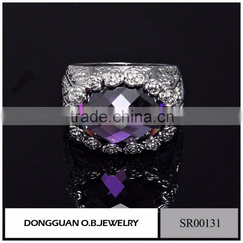 New Products Stainless Steel Ring /925 Silver Ring With Purple Stone Wholesale