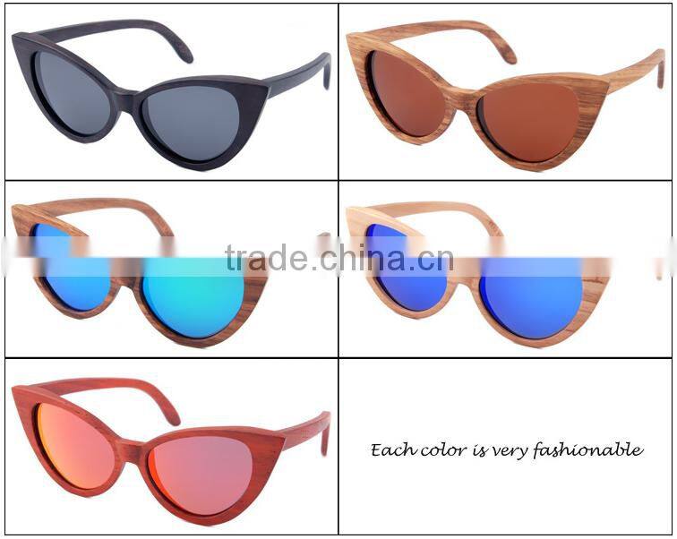 Vintage butterfly shape frame natural wood sunglasses with custom logo
