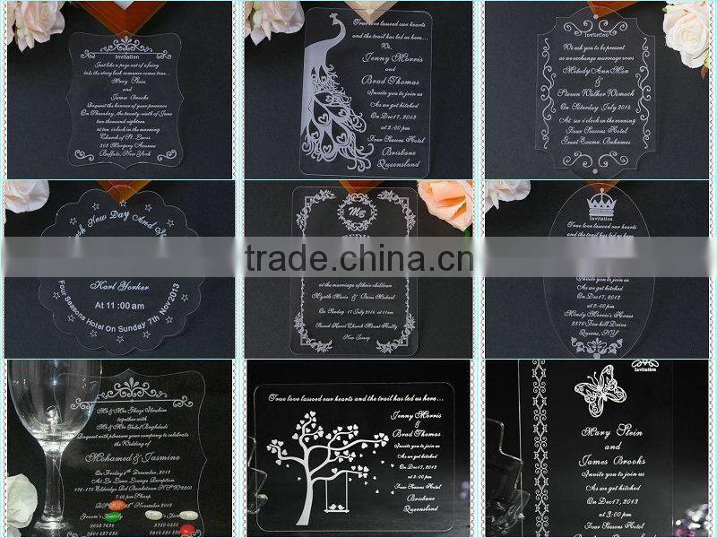 Printing Engraved Acrylic Heart Invitation for Wedding Souvenir