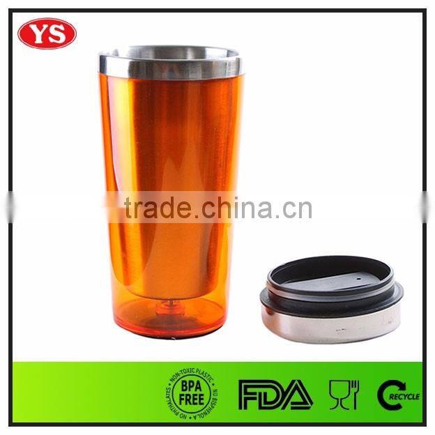 16oz insulated plastic and stainless steel eco friendly cup