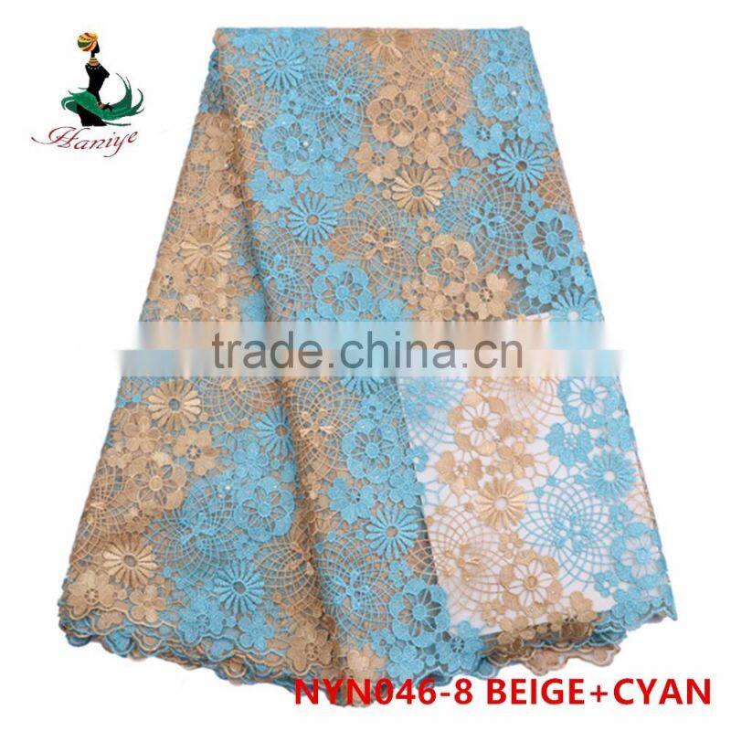 2016 Haniye Fashionable African embroidered net tulle lace fabric/tulle lace fabric/NYN46