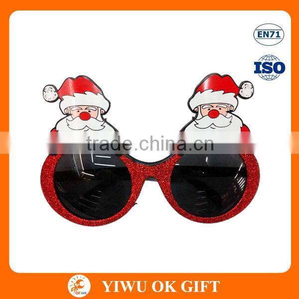 2016 New design santa claus plastic christmas party glasses for fun