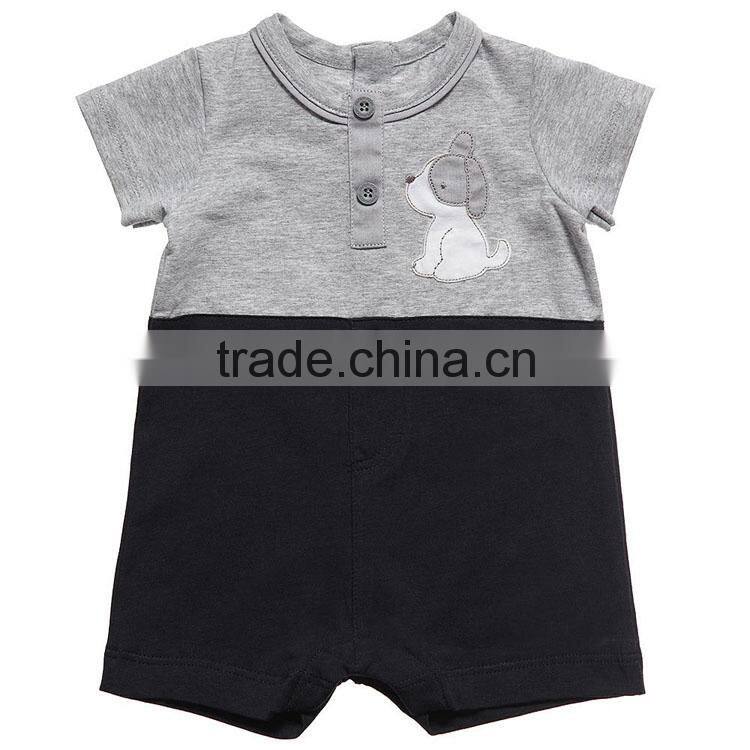 two tone stylish baby romper with cute animal printed