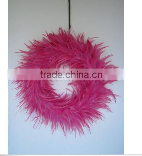 Chicken Feather Wreath for wall or center piece - Blue