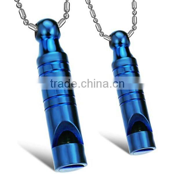 New Arrival Jewelry Stainless Steel Blue Whistle Necklace for Couples