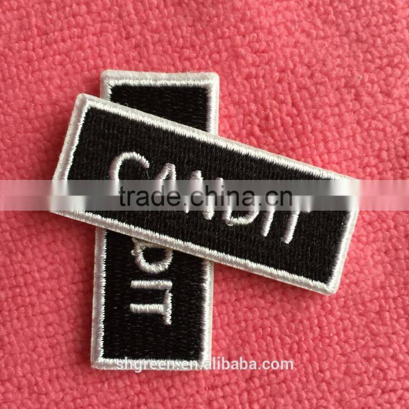 High quality full embroidery label with iron on backing