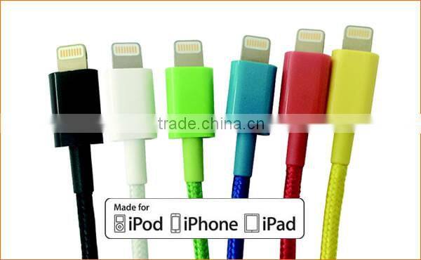 wholesale mfi certified cables colorful braid usb cable for 6 6s Plus 5 iPad Air mini