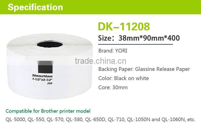 YORI thermal sticker paper 62mm*29mm*800 DK-11208 Label