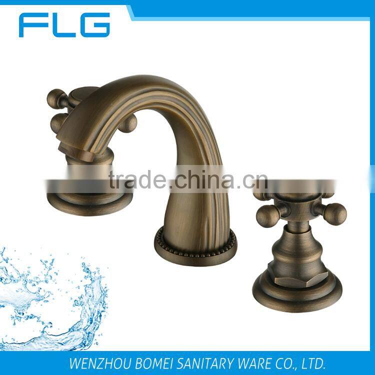 Lead Free Healthy Double Handle Cold And Hot Water Antique Basin Bathroom Faucet FLG606