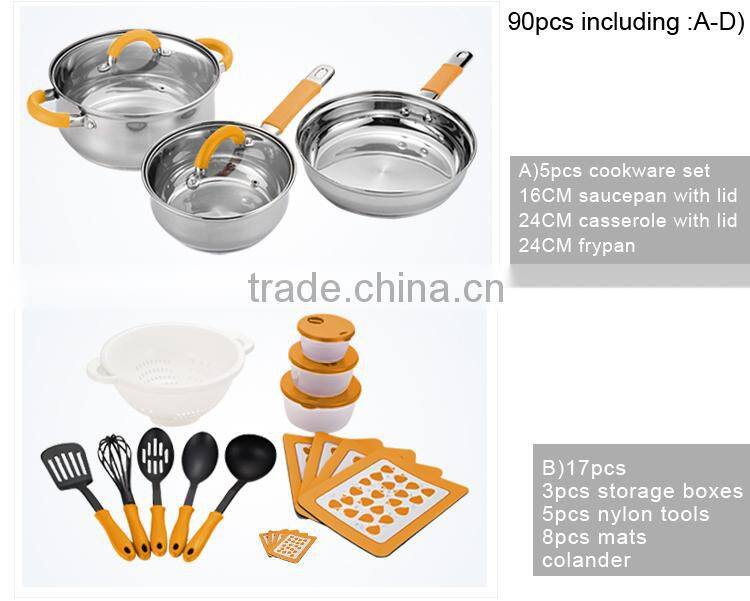 90pcs kitchen accessories cooking pots and pans ceramic cookware manufacturers