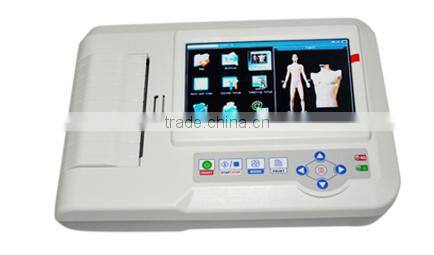 CE& FDA approved portable ecg machine Digital 6-channel Touch screen color Electrocardiograph ECG EKG machine with free software