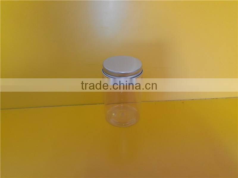 cosmetic cream hair gel food container transparent plastic jar 200ml with Aluminum cap
