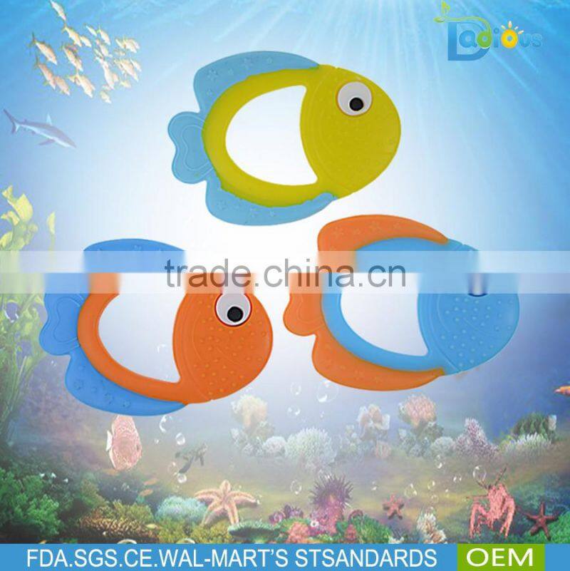 Wholesale BPA Free Natrual Soft Toy Silicone Baby Teether fish shape infant teether