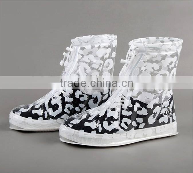 with white flower printing transparent plastic shoes cover