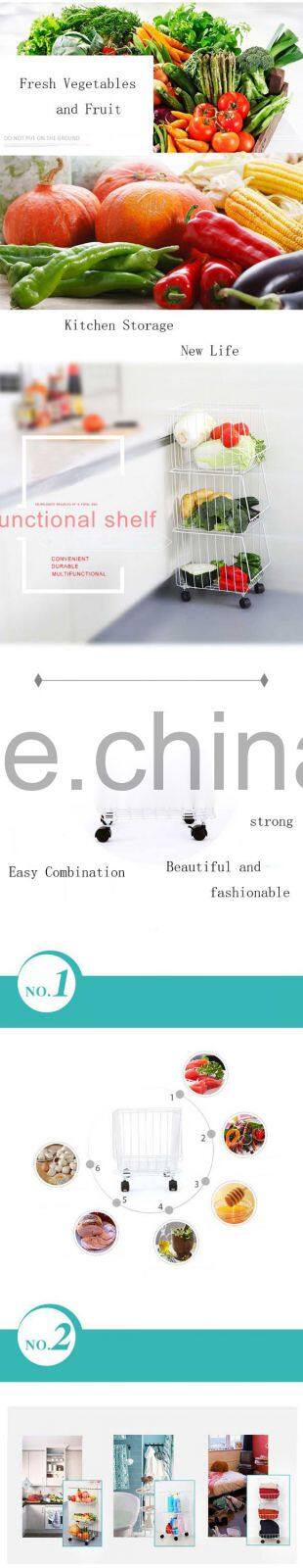 Kitchen Steel Wire Utility Cart Storage 3 Tier Shelf Rolling Wheels Basket