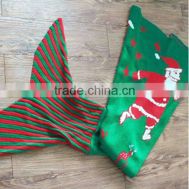 Christmas gifts custom crochet knitted fleece kids children baby mermaid blanket