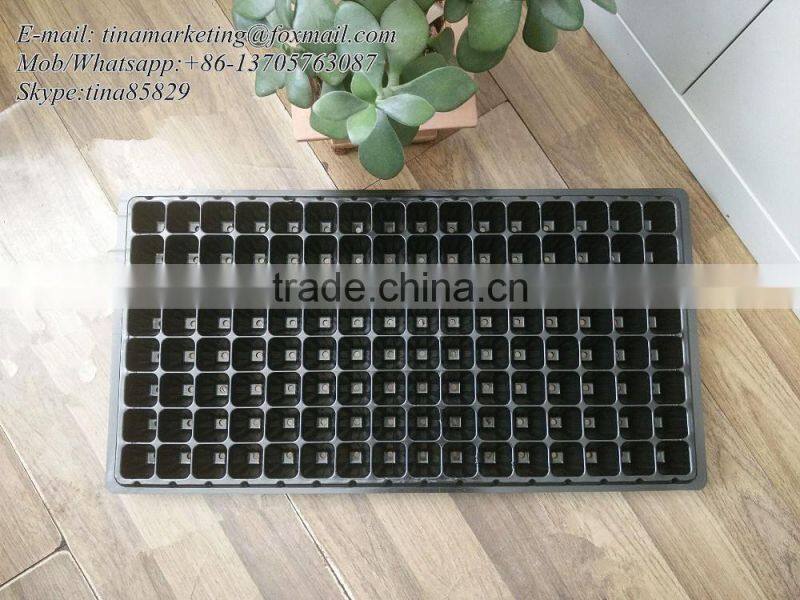 128 Cell Black PS Plastic Horticulture Plant Nursery Seed Starting Tray Manufactory Price