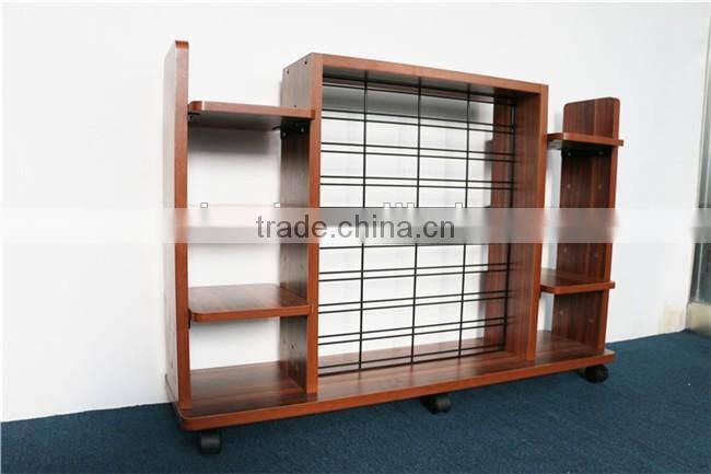 Customized flooring detachable 4-tier wheels retail store wood display shelf