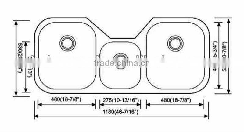 Triple bowl kitchen sink