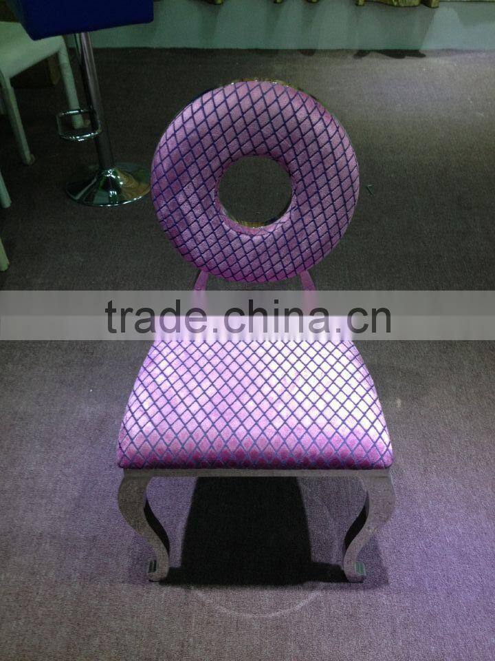 light pink color Dining chair, with soft cusion dining chair with Fabric or PU cover
