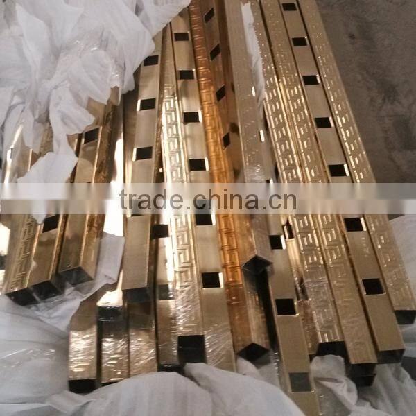 Foshan 304 Embossed Golden Color Stainless Steel Pipe and Tube for decoration