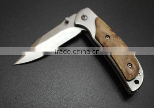 OEM Pocket Survival Camping Knife With Wooden Handle