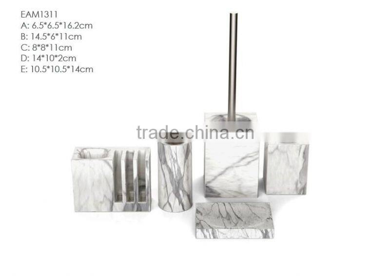 Stoneware cement wholesale white resin bathroom accessories set with modern design