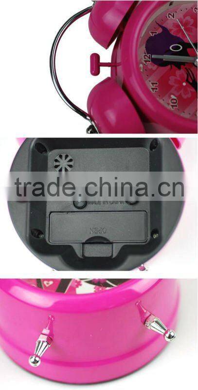 Pink cute girl Twin Bell Alarm Clock