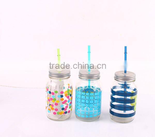 wholesale glass mason jar with handle, glass mason jar with straw