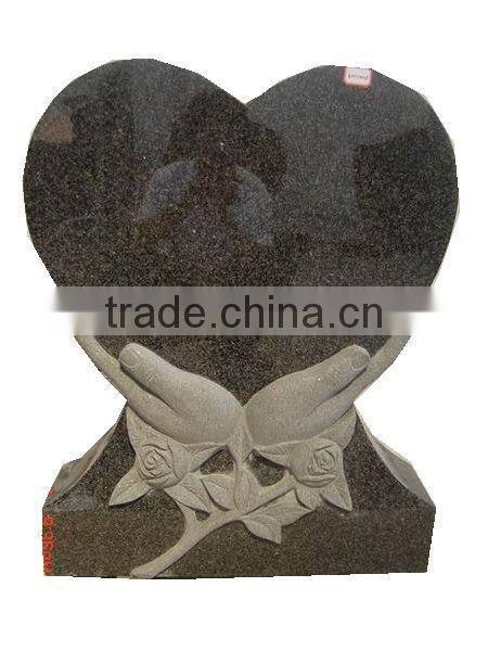 Garden Stone Heart Shape Granite Carving Tombstone Design