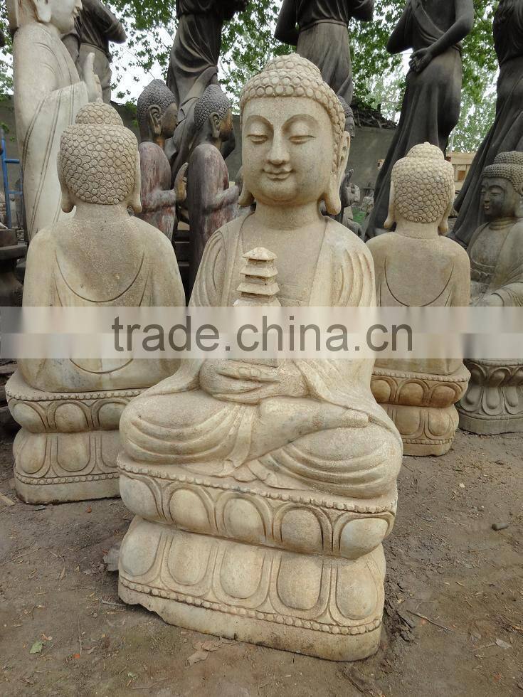 Sitting antique marble stone buddism Guanyin statue