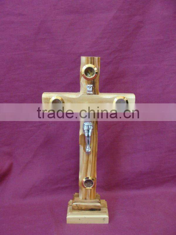 Large decorative standing crucifix wooden cross
