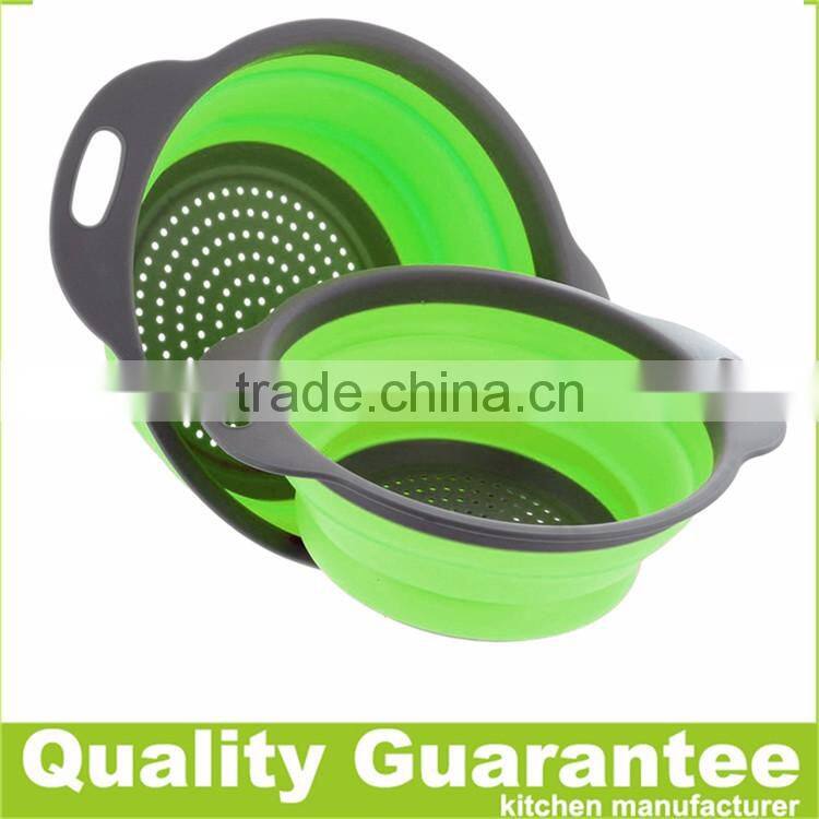 Customized color silicone colander collapsible plastic silicone strainer