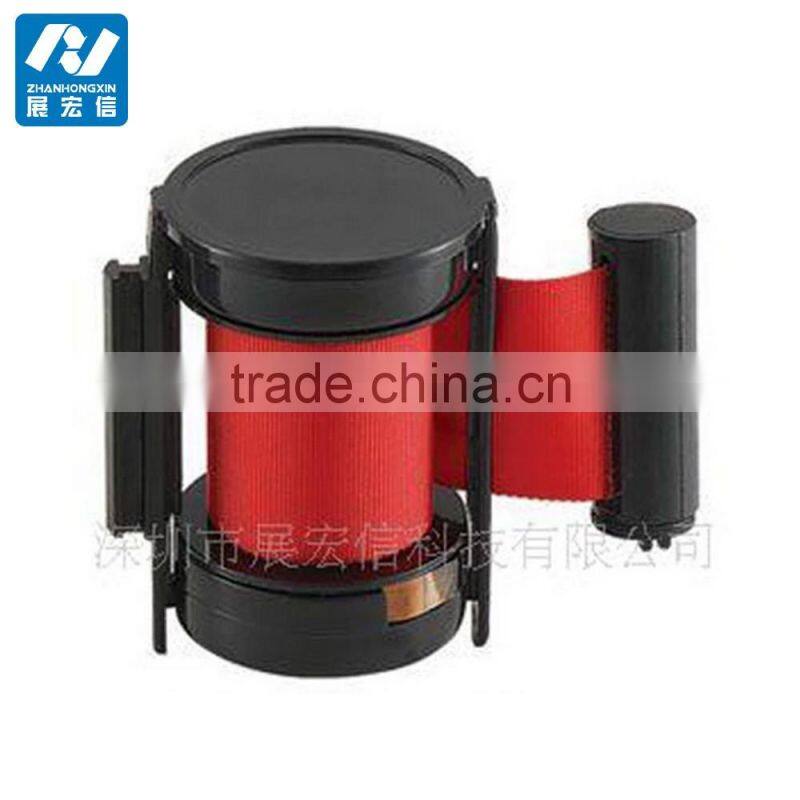 Red and black nylon webbing for queue retractable barrier