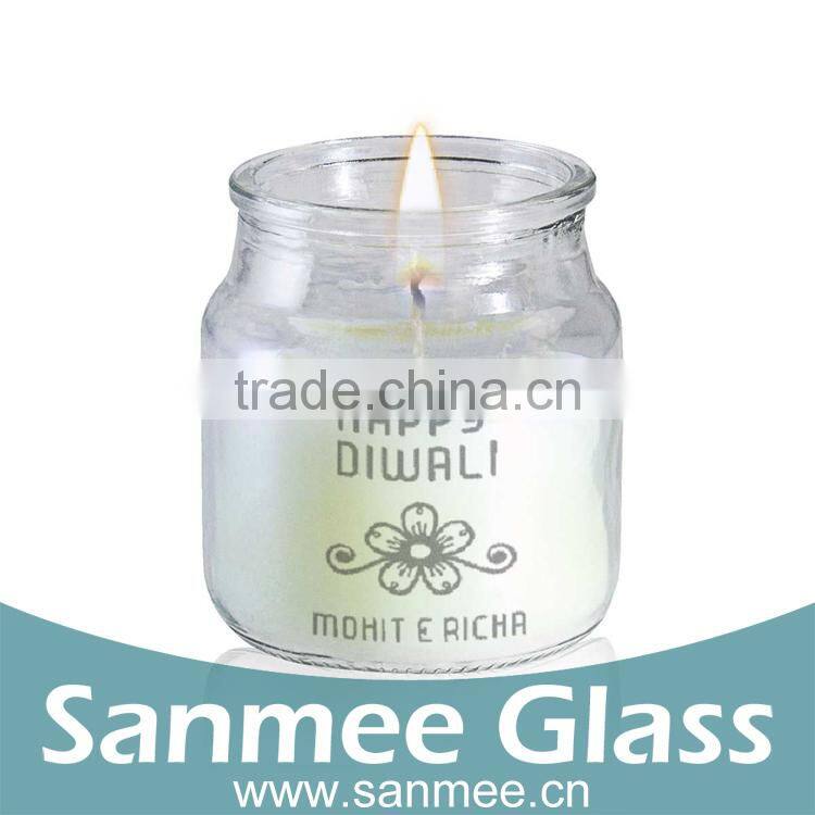 Round Gift Set Decal Flower Glass Scented Candle Holder