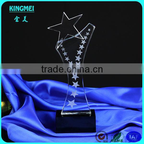 Kingmei crystal star head award K9 crystal trophy cheap glass blank trophy