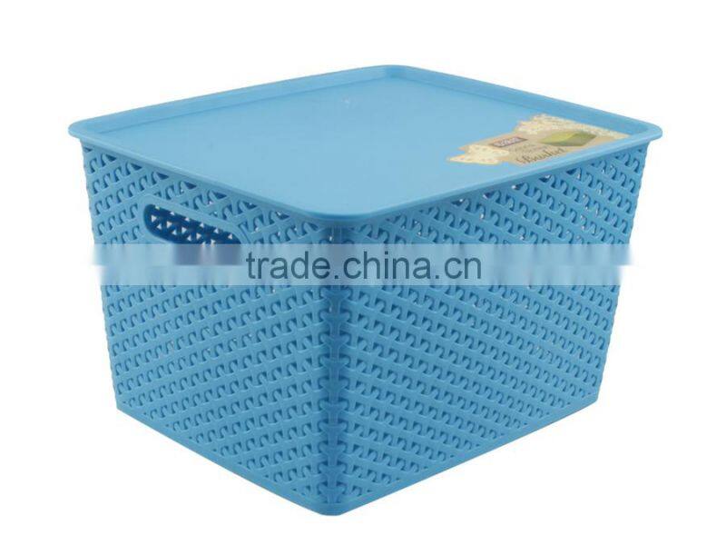 multi-purpose rattan box plastic storage basket with lid