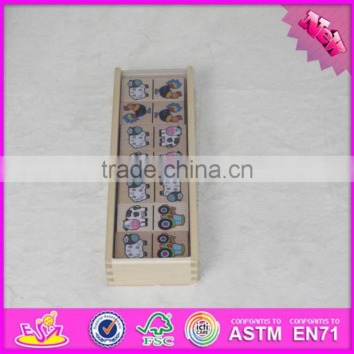 2016 top fashion educational kids wooden domino set for sale W15A073