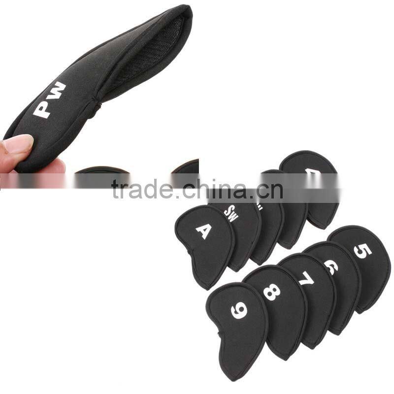 Black 10pcs/set Golf Club Iron Putter Head Cover HeadCovers Protect Set Neoprene