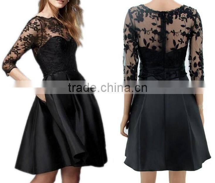 Fashion Ladies Sexy Lace Half Sleeve Evening Dress Women Mini Dress