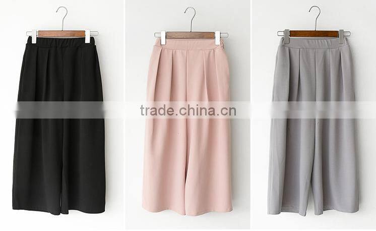2016 New Fashion Girls Suits 2 Pieces Round Collar Sleeveless Tops+Slim Thin Korean Style Ultra-wide-leg Loose Trousers