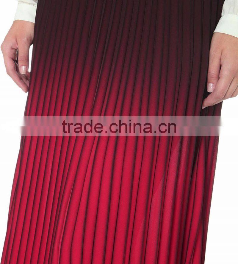 Customized Lady's Apparel Latest High-rise Elastic Waist Pleated Woven Maxi Skirt(DQM003S)