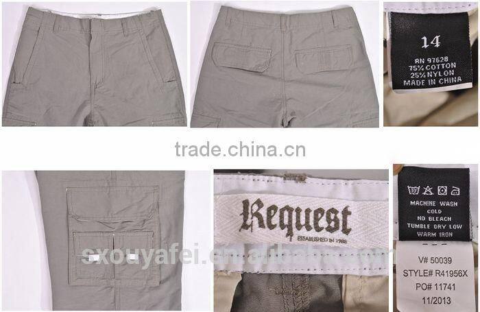 stocks garments children clothing of boys cotton cargo shorts for summer