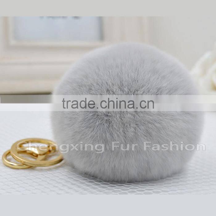 CX-R-09 Genuine Rex Rabbit Fur Keychain - BLACK