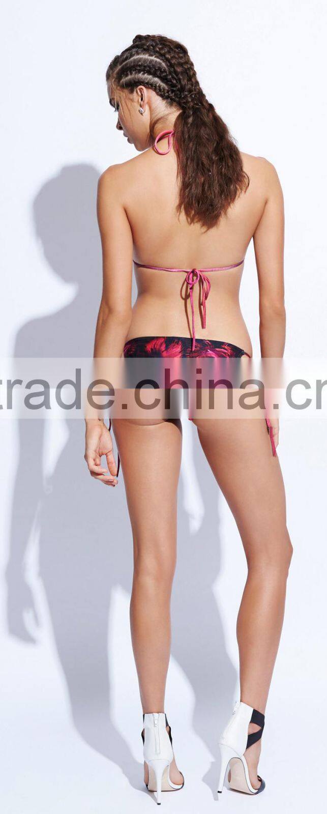 ladies fashion halter and dark color print biniki