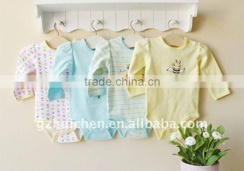 mom and bab 2012 sping baby romper 100% cotton embroider long sleeve bodysuit