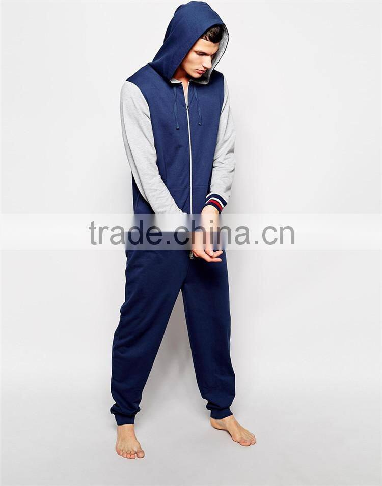 PA0041A Plain Adult Onesie Jumpsuit With Contrast Sleeve and Tipped Rib