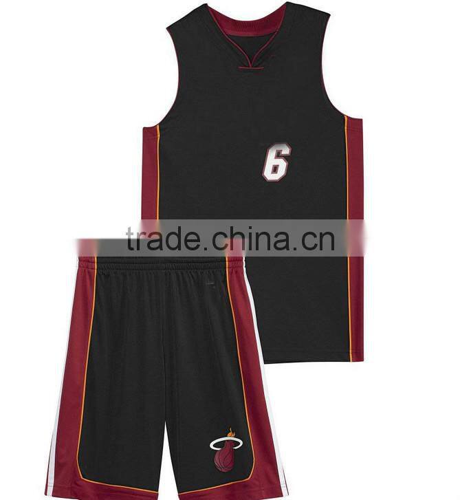 Top quality wholesale basketball uniforms color black